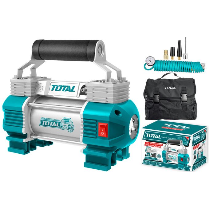 Compresseur d’Air TOTAL TTAC2506 12V-120PSI avec Torche