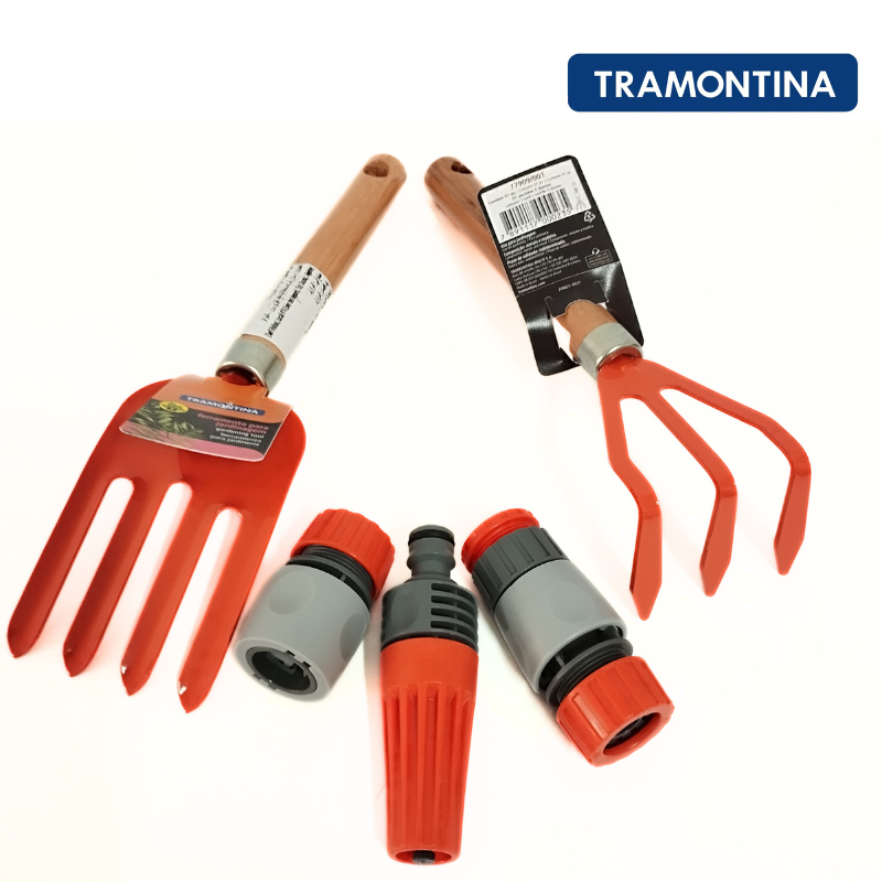 Pack Jardinage TRAMONTINA : Fourche à Biche, Cultivateur et Kit d'Irrigation